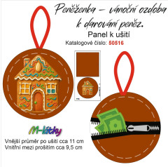 OB Panel k ušití - malá peněženka - vánoční ozdoba k darování peněz perníček