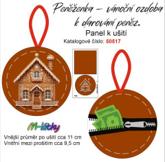 OB Panel k ušití - malá peněženka - vánoční ozdoba k darování peněz perníček