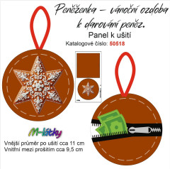 OB Panel k ušití - malá peněženka - vánoční ozdoba k darování peněz perníček
