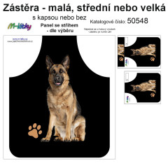 MOB Panel k ušití  - Zástěra - Německý ovčák malá, střední,velká - s kapsou nebo bez - výběr z variant a materiálů