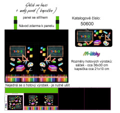 MOB Panel - sáček na lavici + kapsička penálek) - pastelky kočárkovina - panel k ušití - vlastní tisk na objednávku