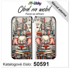 MOB Panel - obal na mobil Petr - slon  čtenář - náš tisk na objednávku