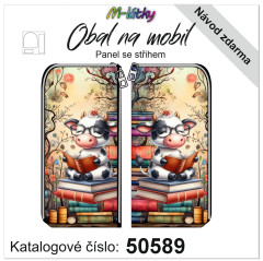 MOB Panel - obal na mobil Petr - kráva čtenářka - náš tisk na objednávku
