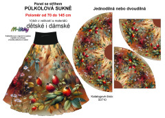 OB Panel - půlkolová sukně  výběr z poloměru od 74  do 145 cm - podzimní svítání - šípky tisk m-látky – výběr z rozměrů a variant materiálů