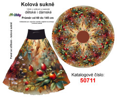 OB Panel - kolová sukně  výběr z průměru  od 60 do 145 cm - podzimní svítání - šípky tisk m-látky – výběr z rozměrů a variant materiálů