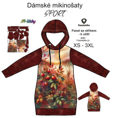 OB F - Panel se střihem - dámské mikinošaty SPORT XS - XXXL - podzimní svítání - šípky Digitální tisk m-látky - výběr z variant  střih Fazonetka