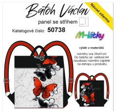 OB Panel překlápěcí batoh Václav Classic - červení a černí motýli panel se střihem tisk na objednávku