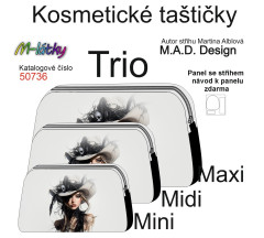 MOB D - Panel k ušití - Kosmetická taštička Trio - set tří velikostí - dáma v klobouku fotonávod v popisu produktu