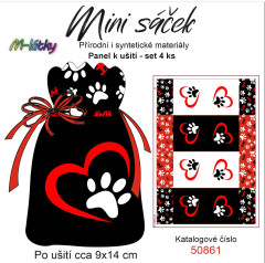 OB Panel k ušití - mini sáček - (4 ks panelů o rozměru cca 11x30 cm) - tlapky mix