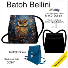 MOB D - Panel batoh Bellini + bonusový panel 23x23 cm - střih Martina Alblová - sova panel se setřihem tisk na objednávku