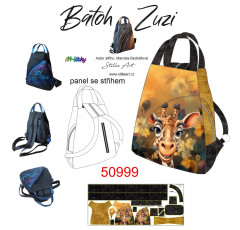 OB B Panel batoh Zuzi střih Marcela Bednářová - žirafa panel se střihem tisk na ob jednávku