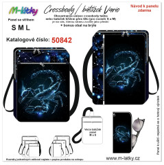 OB Panel se střihem - Unisex crossbody (nebo sling batůžek M,S) Vario  znamení štír fotonávod v popisu produktu - výběr z rozměrů