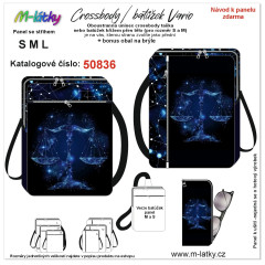 OB Panel se střihem - Unisex crossbody (nebo sling batůžek M,S) Vario znamení váhy fotonávod v popisu produktu - výběr z rozměrů