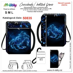 OB Panel se střihem - Unisex crossbody (nebo sling batůžek M,S) Vario znamení rak fotonávod v popisu produktu - výběr z rozměrů