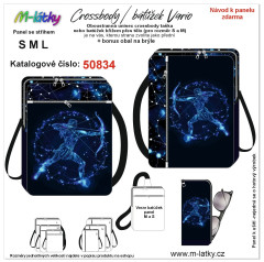 OB Panel se střihem - Unisex crossbody (nebo sling batůžek M,S) Vario  znamení střelec fotonávod v popisu produktu - výběr z rozměrů
