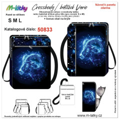 OB Panel se střihem - Unisex crossbody (nebo sling batůžek M,S) Vario  znamení beran fotonávod v popisu produktu - výběr z rozměrů