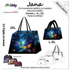 MOB Jana (kabelka/kosmetická taška, příruční zavazadlo, termotaška, cestovní taška)  L, XL, 2XL,3XL - vážky panel se střihem - fotonávod v popisu produktu