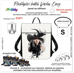 MOB Panel  batoh Václav Easy - dáma v klobouku panel se střihem na objednávku