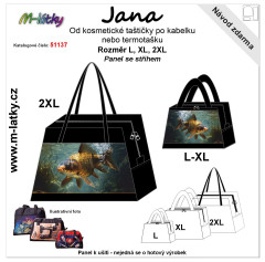 MOB Jana (kabelka/kosmetická taška, příruční zavazadlo, termotaška, cestovní taška)  L, XL, 2XL,3XL - kapr panel se střihem - fotonávod v popisu produktu