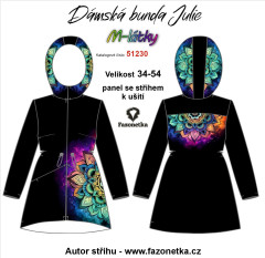 OB F - Panel se střihem dámská bunda Julie - barevná mandala Digitální tisk m-látky - výběr z variant  střih Fazonetka