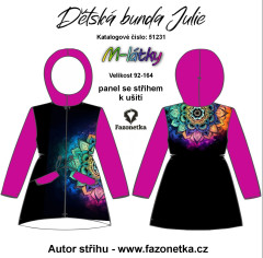 OB F - Panel se střihem dětská bunda Julie – barevná mandala digitální tisk m-látky - výběr z variant