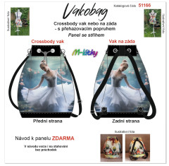 MOB Panel se střihem - Vakobag (crossbody vak nebo vak na záda) - baletka s průchodkami nebo stahovací verze - fotonávod v popisu produktu - výběr z rozměrů