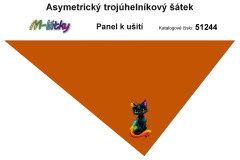 MOB Panel k ušití - asymetrický trojúhelníkový šátek (šátko šála) - černá kočka výběr z variant