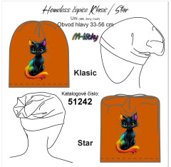 MOB UNI Homeless čepice Star/Klasic - nákrčník - černá kočka Panel se střihem - náš tisk na objednávku