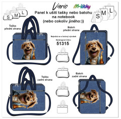 MOB Panel se střihem - Taška nebo batoh Vario (na notebook) - pes s pivem fotonávod v popisu produktu - výběr z rozměrů