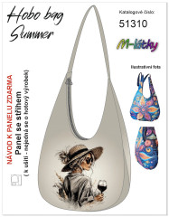 MOB Panel k ušití  - Hobo bag Summer - dáma s vínem - výběr z materiálů