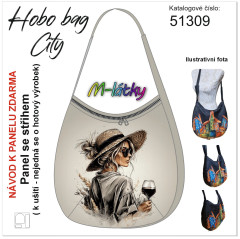 MOB Panel k ušití  - Hobo bag City - dáma s vínem - výběr z materiálů