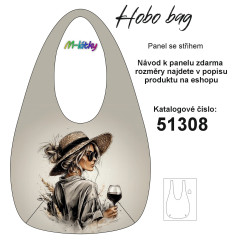 MOB Hobo bag Basic  (nákupní taška) - dáma s vínem - panel se střihem tisk na objednávku