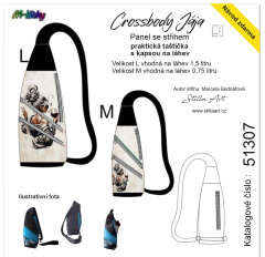 MOB B - Panel k ušití - Crossbody Jája  M/L- střih Stilla Art (Marcela Bednářová) - dáma s vínem fotonávod v popisu produktu
