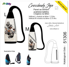 MOB B - Panel k ušití - Crossbody Jája  M/L- střih Stilla Art (Marcela Bednářová) - dáma s vínem fotonávod v popisu produktu