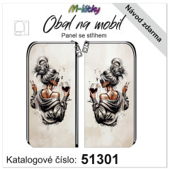 MOB Panel - obal na mobil Petr - dáma s vínem - náš tisk na objednávku