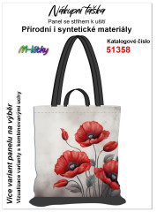 MOB Nákupní taška - vlčí máky panel se střihem náš tisk na objednávku