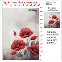 MOB Panel bez střihu - vlčí máky tisk na objednávku výběr z rozměrů a materiálů