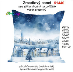 OB Zrcadlový panel na polštář modré zimní domečky náš tisk na objednávku