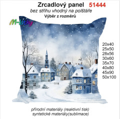 OB Zrcadlový panel na polštář modré zimní domečky náš tisk na objednávku