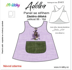 MOB B - Panel se střihem - šatová zástěra Adélka - čas na kávu - levandule