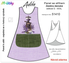 MOB B - Panel se střihem - dámská šatová zástěra Adéla - čas na kávu - levandule