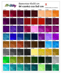 OB Barevnice (vzorník) 45x55 - 64 vzorků cca 5x5 cm - kolekce tečky