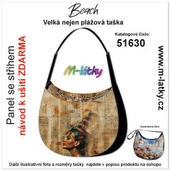 MOB Panel se střihem - Beach velká nejen plážová taška - Kleopatra - starověký Egypt fotonávod v popisu produktu