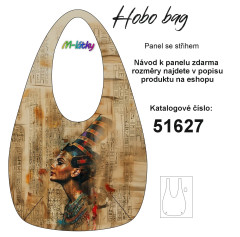 MOB Hobo bag Basic  (nákupní taška) - Kleopatra - starověký Egypt - panel se střihem tisk na objednávku