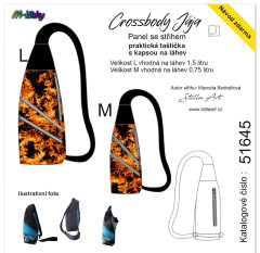 MOB B - Panel k ušití - Crossbody Jája  M/L- střih Stilla Art (Marcela Bednářová) - plameny fotonávod v popisu produktu