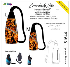 MOB B - Panel k ušití - Crossbody Jája  M/L- střih Stilla Art (Marcela Bednářová) - plameny fotonávod v popisu produktu