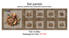 OB Set panelů  nejen na patchwork vánoční dekorace broznová/hnědá/šedá náš tisk na objednávku