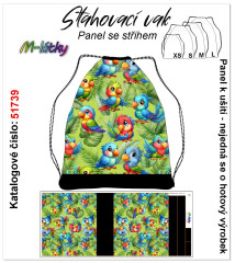 MOB Panel se střihem k ušití - stahovací vak - papoušci