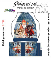 MOB Panel se střihem k ušití - stahovací vak - Mikuláč, anděl, čert
