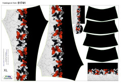 MOB K - Panel k ušití - leginy - dámské - červenočerní motýli výběr z variant materiálu